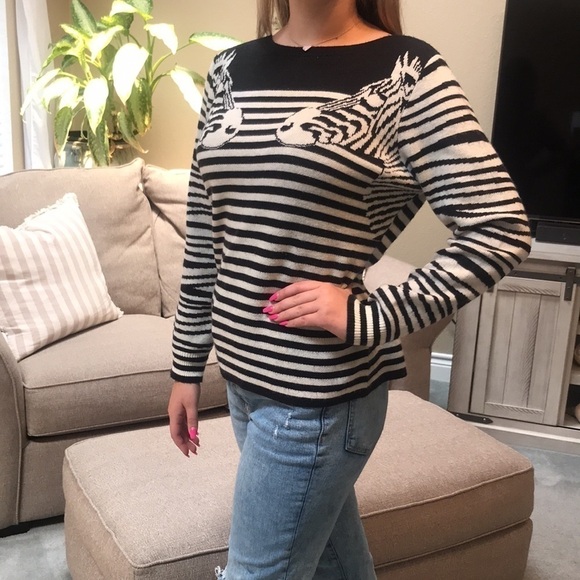 Parkhurst Angora Zebra Print Sweater Size L - Picture 3 of 11